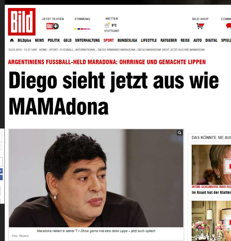 Βild: Ο Μαραντόνα… Μαμαντόνα – ΦΩΤΟ