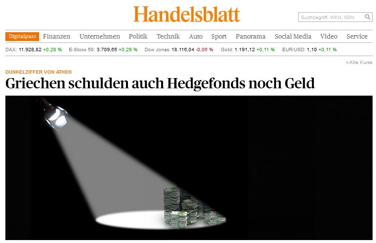 Handelsblatt: Η Ελλάδα χρωστά και σε hedge funds