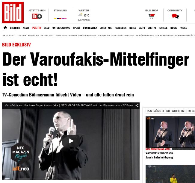 Bild: “Αποκλειστικό – Η χειρονομία του Βαρουφάκη είναι πραγματική!”