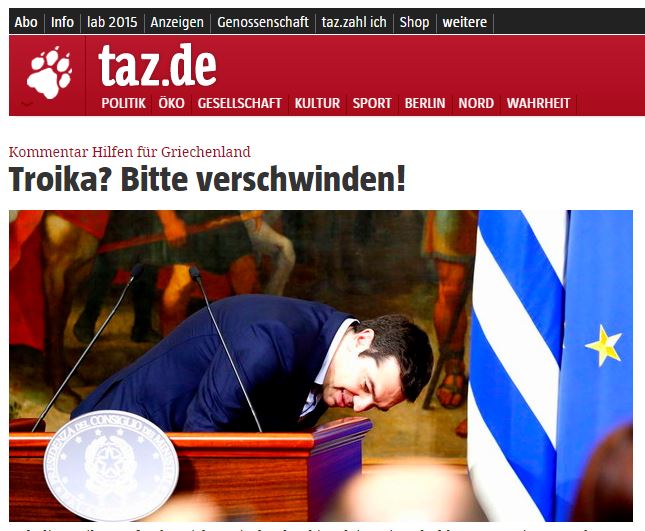 Tageszeitung: Αγαπητή τρόικα, παρακαλώ εξαφανιστείτε