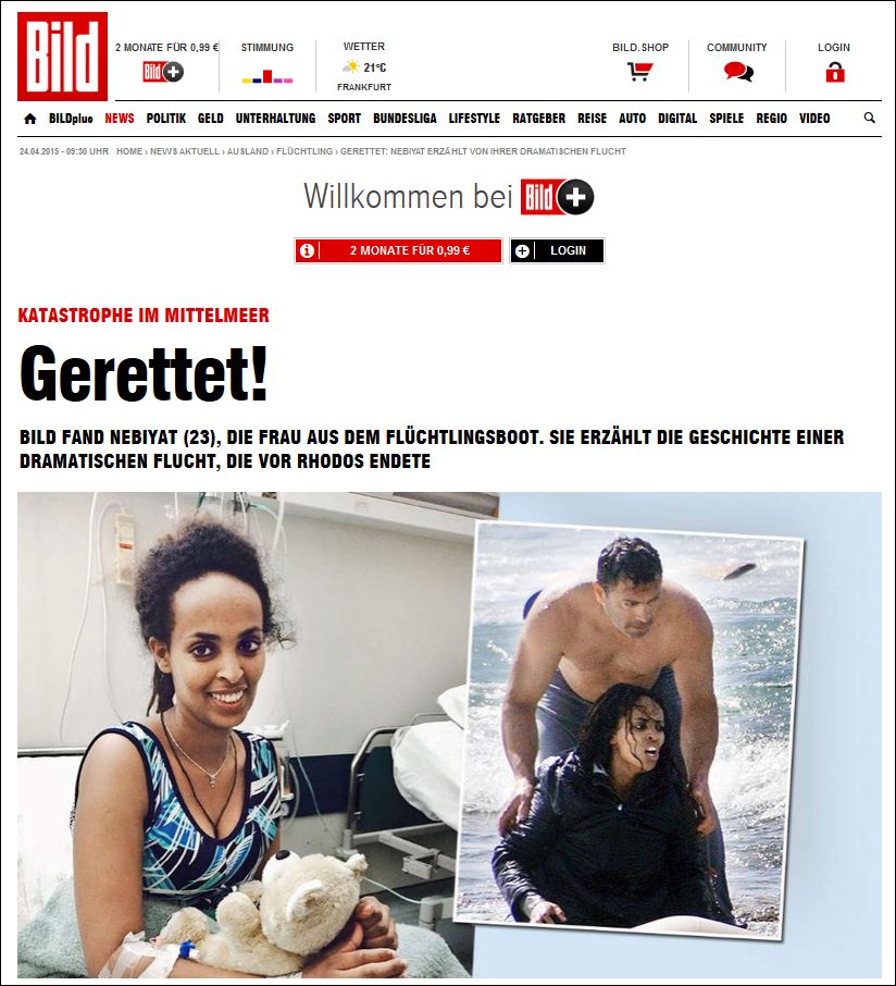 Πρωτοσέλιδο στη Bild το ναυάγιο στη Ρόδο