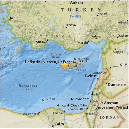 Ισχυρός σεισμός στην Κύπρο μεγέθους 5,5R