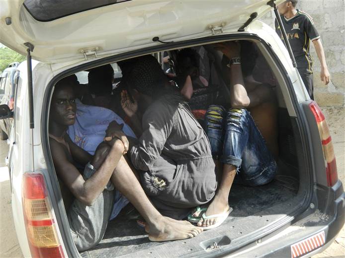 Image: Students at Garissa University take shelter