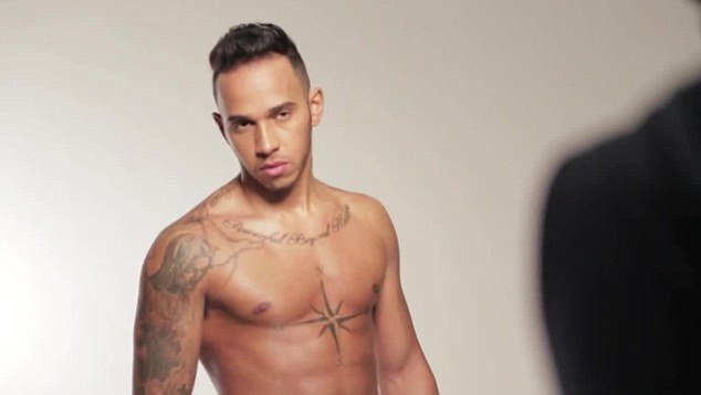 The Mercedes driver poses during the photoshoot for the May's issue of Men's Health