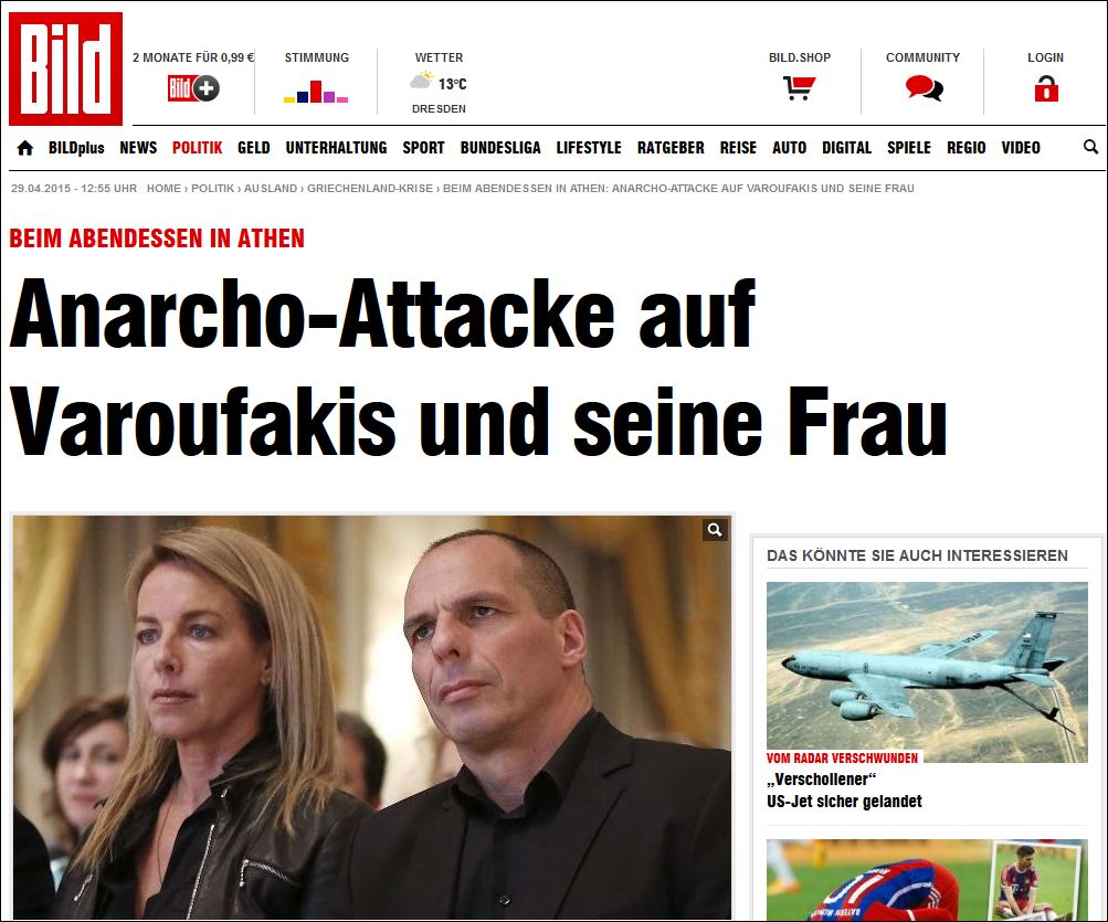 Η Bild για την επίθεση στον Γιάνη Βαρουφάκη