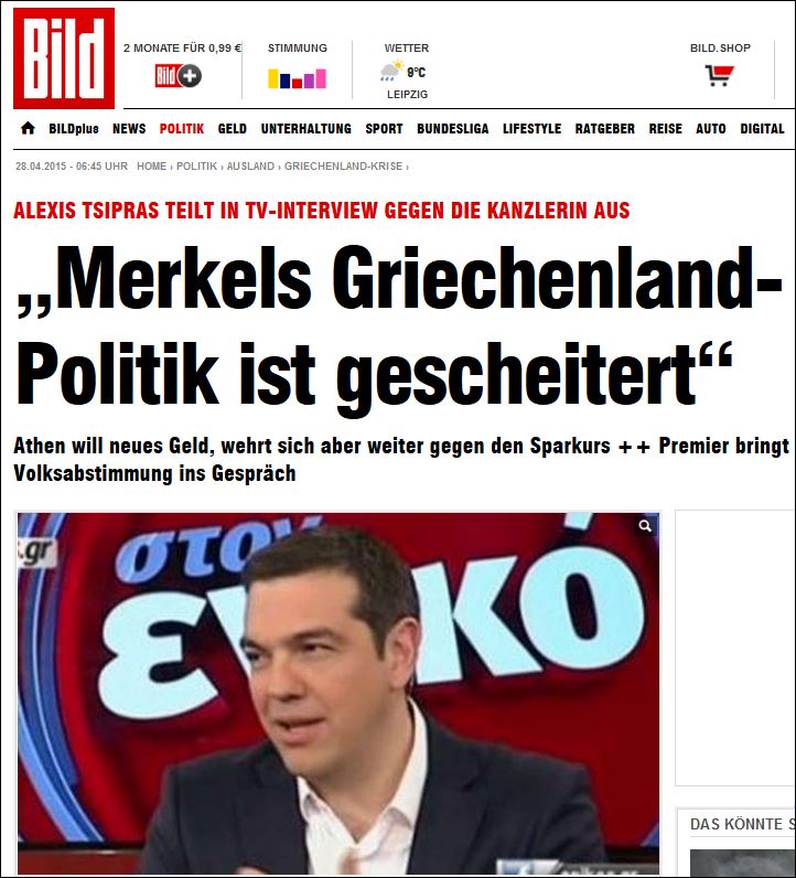 Η Bild για τη συνέντευξη του Πρωθυπουργού στον Νίκο Χατζηνικολάου