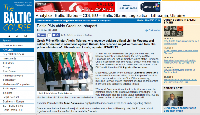 Οι πρωθυπουργοί των χωρών της Βαλτικής τα βάζουν με τον Τσίπρα