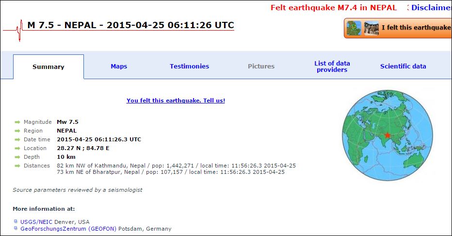 Σεισμός 7,5 Ρίχτερ στο Νεπάλ