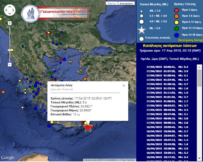 Σεισμός 5,4 Ρίχτερ νότια της Κάσου