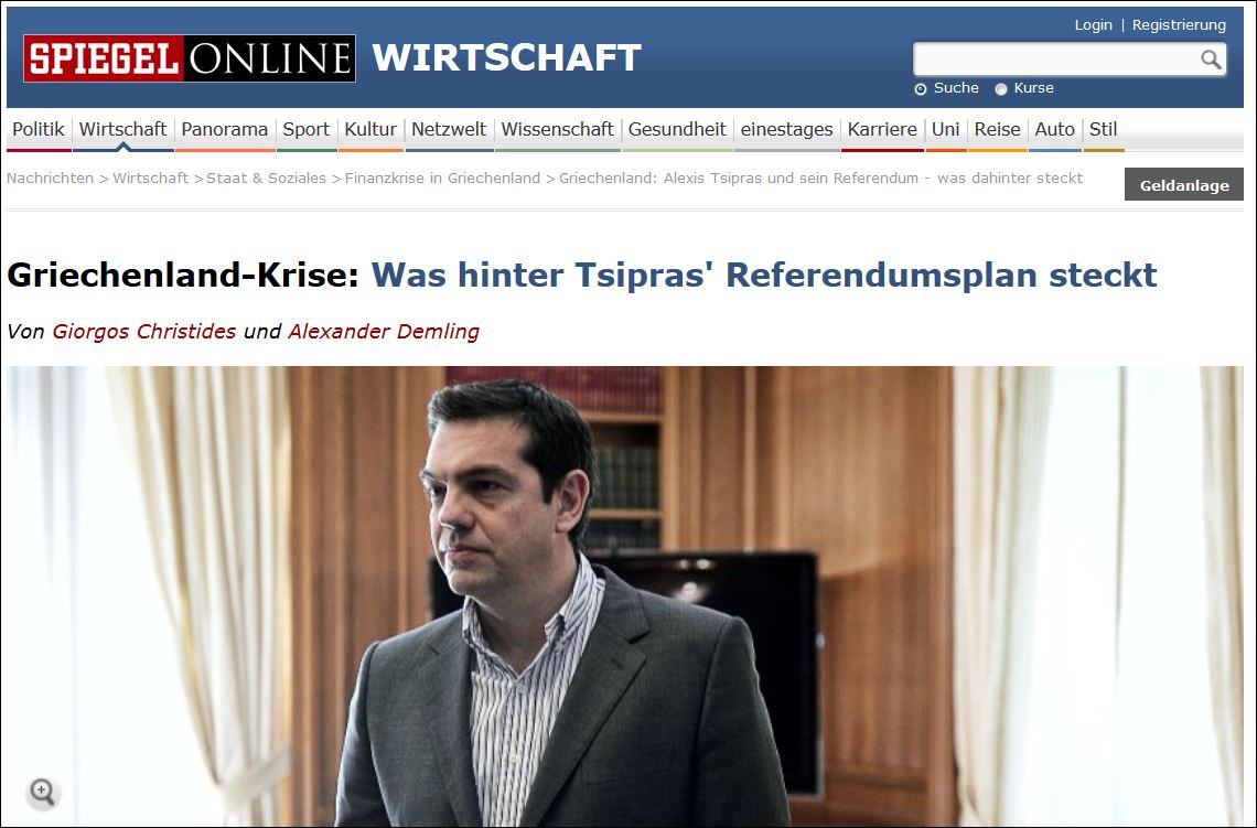 Spiegel: Τι κρύβεται πίσω από το δημοψήφισμα του Τσίπρα
