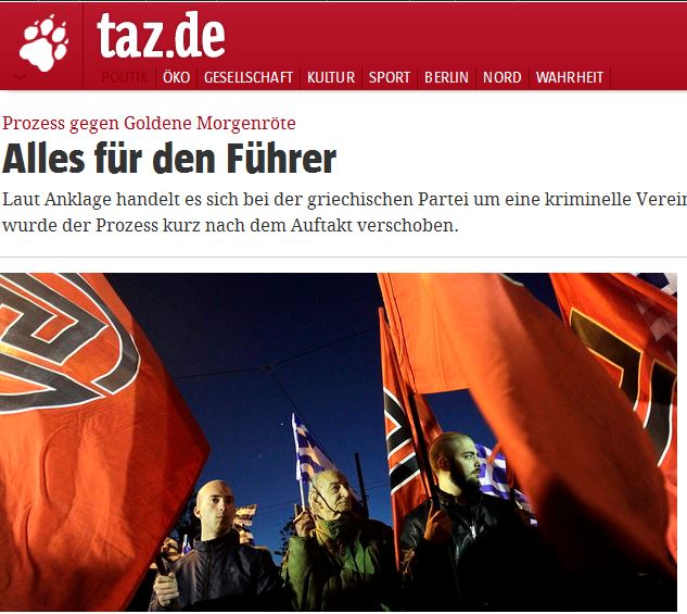 H Tageszeitung για τη δίκη της Χρυσής Αυγής