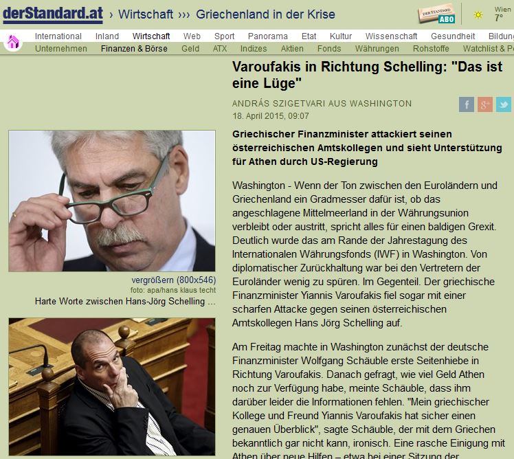 Ο Βαρουφάκης στην Der Standard: Ο Αυστριακός ομόλογός μου λέει ψέματα