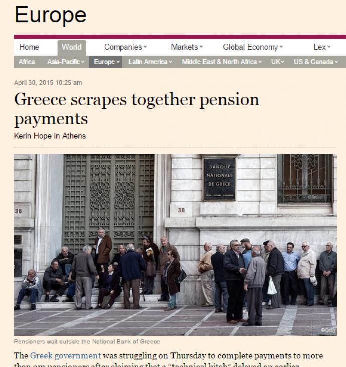 Σοκάρει η αποκάλυψη των FT: Δεν είχαν χρήματα για τις συντάξεις στην Ελλάδα