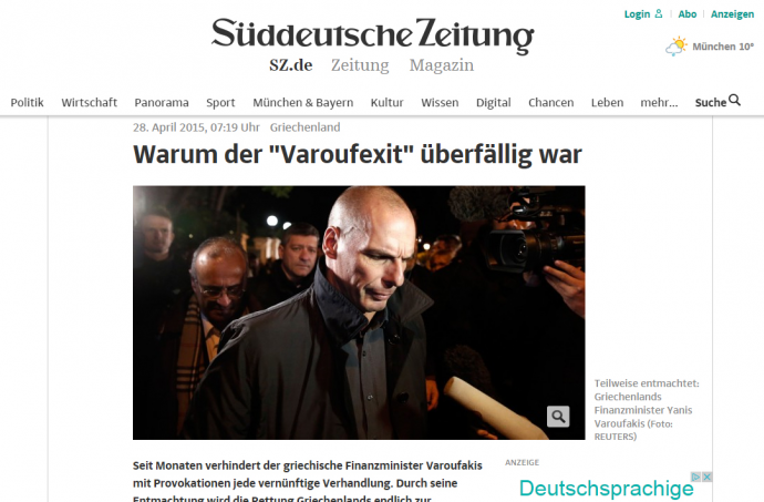 Suddeutsche: Γιατί το Varoufexit έγινε εκπρόθεσμα;