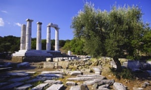 DDR639 Doric Hieron temple, Sanctuary of the Great Gods on Oros Fengari (Mount Moon), Samothrace island. Northern Aegean Sea, Greece
