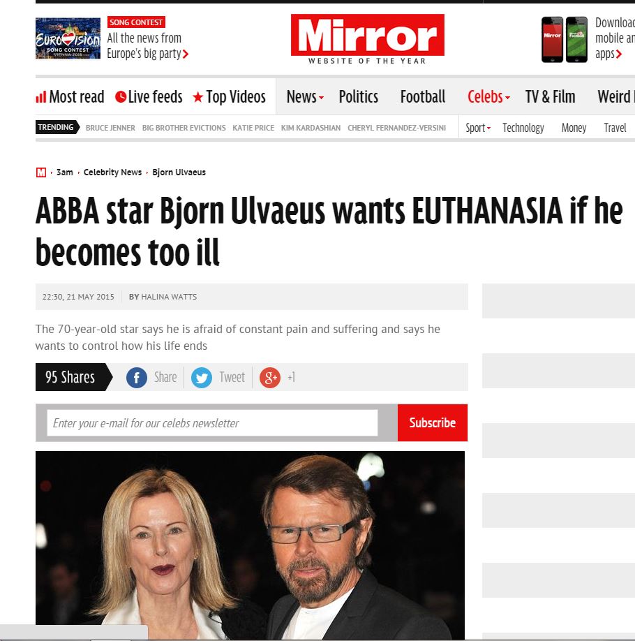 Σοκάρει γνωστός τραγουδιστής: Θέλω ευθανασία αν αρρωστήσω