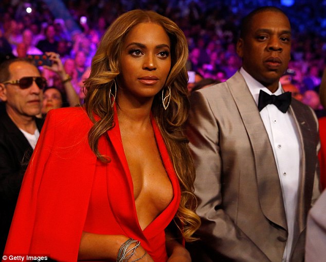Fighting form: Beyonce looked stunning alongside Jay Z at the Floyd Mayweather Jr. vs. Manny Pacquiao fight in Las Vegas on Saturday