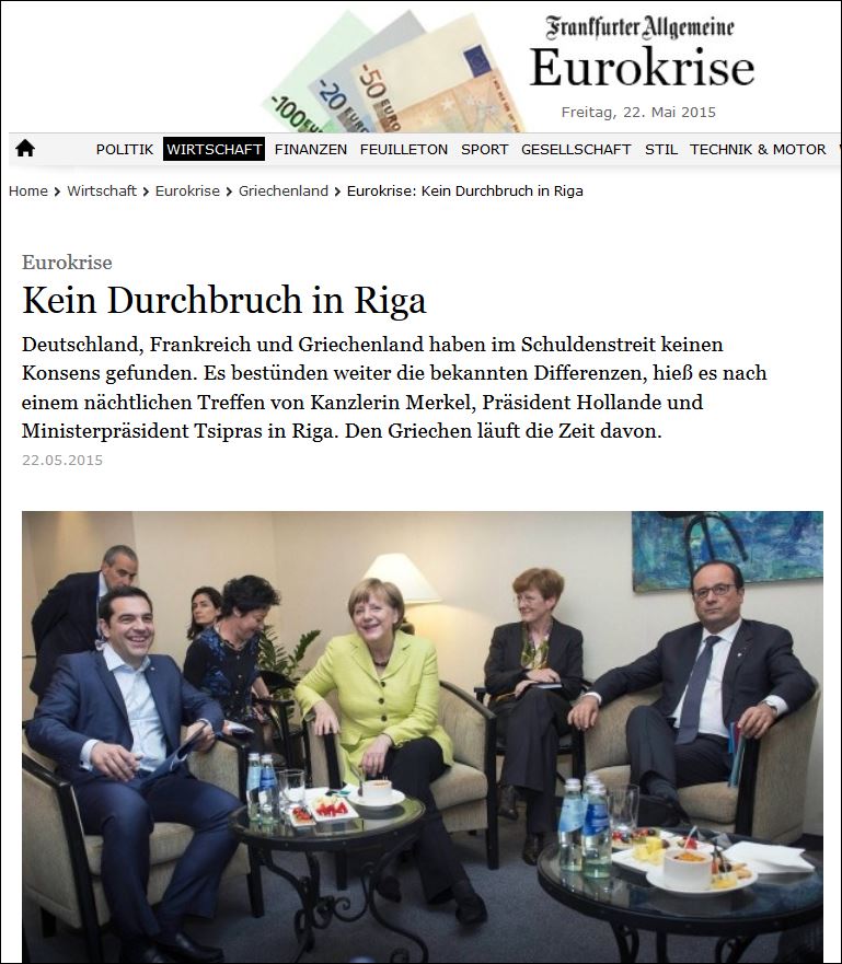 FAZ: Καμία πρόοδος στη Ρίγα