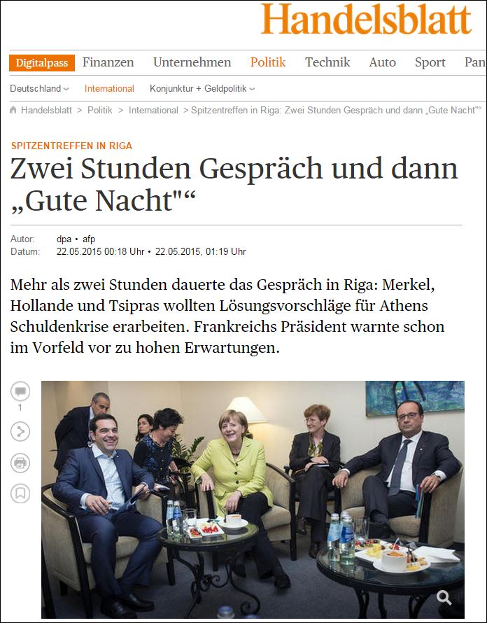 Η Handelsblatt για την “καληνύχτα” της Μέρκελ