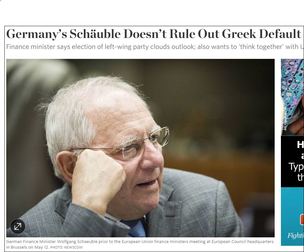 Σόιμπλε: Δεν μπορώ να διαβεβαιώσω ότι η Ελλάδα δεν θα χρεοκοπήσει