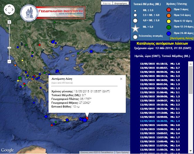 Σεισμική δόνηση 3,7 Ρίχτερ κοντά στην Κάσο