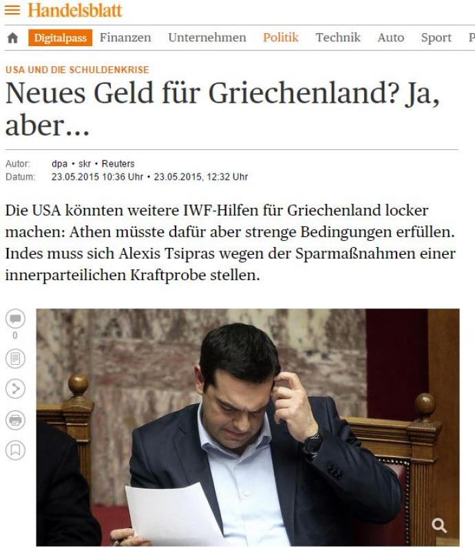 Handelsblatt: Νέα χρήματα για την Ελλάδα; Ναι αλλά…