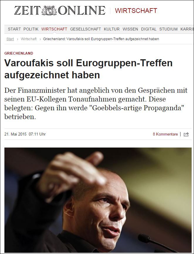 Die Zeit: Ο Βαρουφάκης, ο Γκέμπελς και το Eurogroup