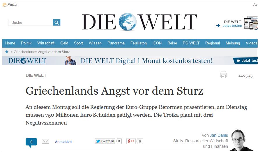 Die Welt: 1 θετικό και 3 αρνητικά σενάρια για την Ελλάδα