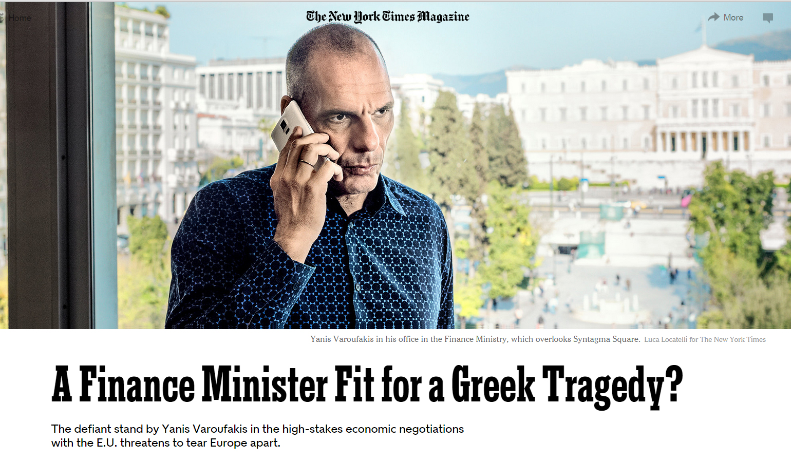 New York Times: Ταιριάζει ο Βαρουφάκης σε μια ελληνική τραγωδία;