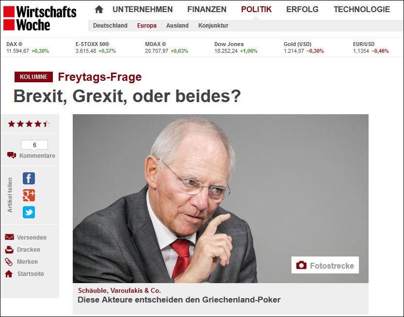 Wirtschaftswoche: Grexit, Brexit ή έξοδος και των δύο χωρών;