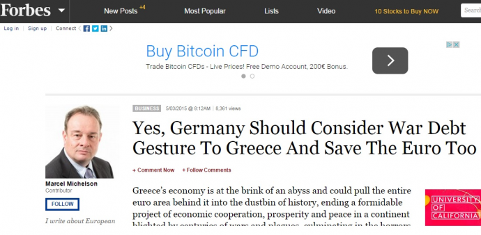Forbes: Η Γερμανία να καταβάλει τις πολεμικές αποζημιώσεις στην Ελλάδα