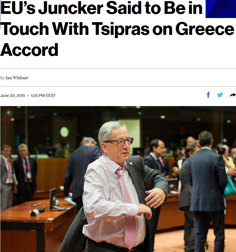 Bloomberg: Δέσμευση για “ναι” στο δημοψήφισμα ζητά ο Γιούνκερ