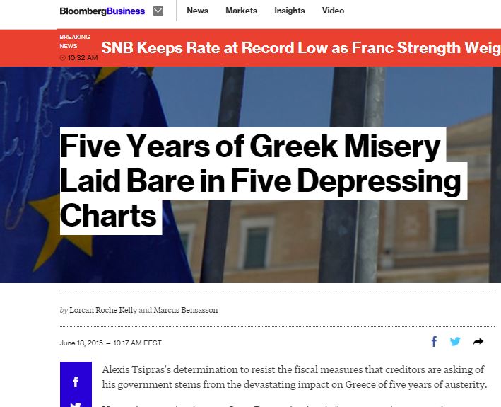 Bloomberg: Το “ελληνικό δράμα” σε πέντε εικόνες