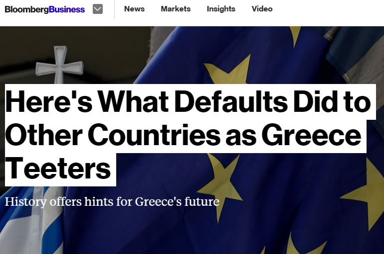 Bloomberg: Τι έγινε σε προηγούμενες χρεοκοπίες