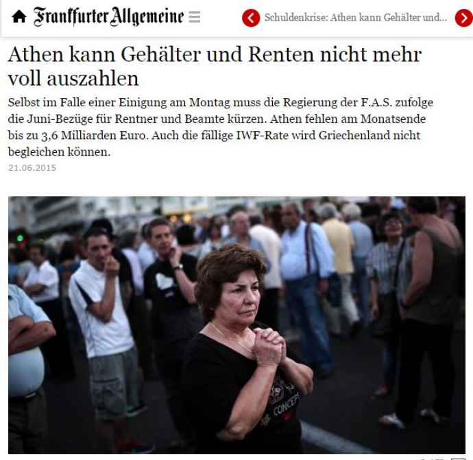 FAS: Η Αθήνα δεν μπορεί να πληρώσει μισθούς και συντάξεις