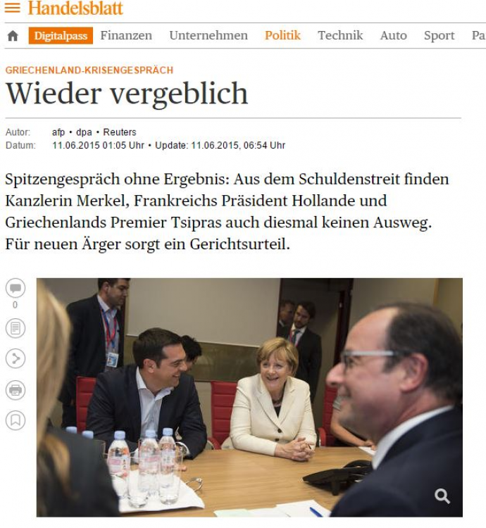 Handelsblatt: «Ματαιότης… ματαιοτήτων»