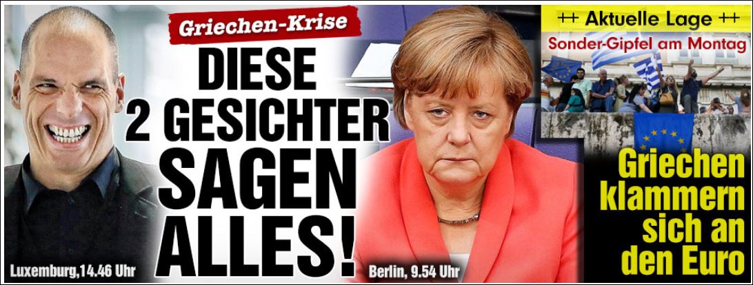 Bild: Ο γελαστός Βαρουφάκης και η εξαπατημένη Μέρκελ