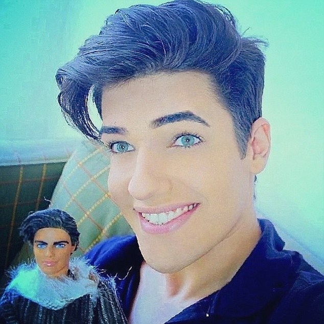 Dream come true: Celso grew up in Sao Paulo with a shelf-full of dolls and dreamed of being a 'human puppet' as his family always told him he looked like the Ken doll