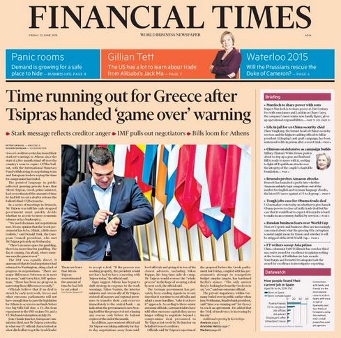 Πρωτοσέλιδο FT: Τρίζουν τα δόντια οι δανειστές στην Αθήνα