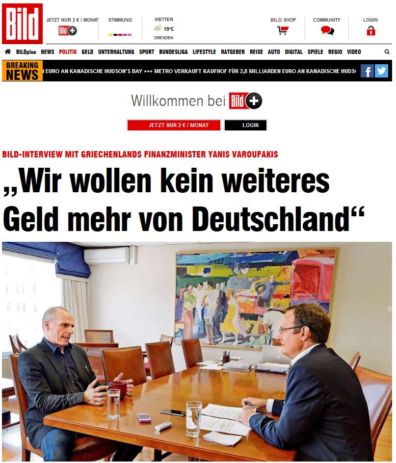 Ο Βαρουφάκης στη Bild: Μπορεί να επιτευχθεί συμφωνία σε μία νύχτα εάν η Μέρκελ είναι παρούσα