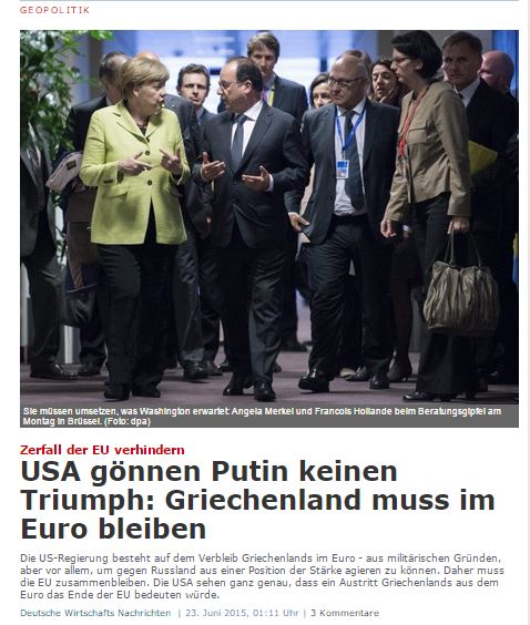 “Οι ΗΠΑ θέλουν την Ελλάδα στην ευρωζώνη για γεωπολιτικούς λόγους”