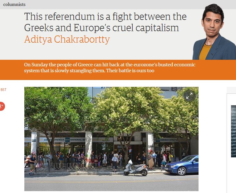 Guardian για δημοψήφισμα: Η Ελλάδα απέναντι στον σκληρό καπιταλισμό
