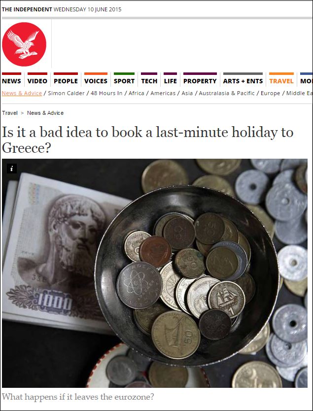 Ο Independent δίνει συμβουλές σε τουρίστες σε περίπτωση Grexit