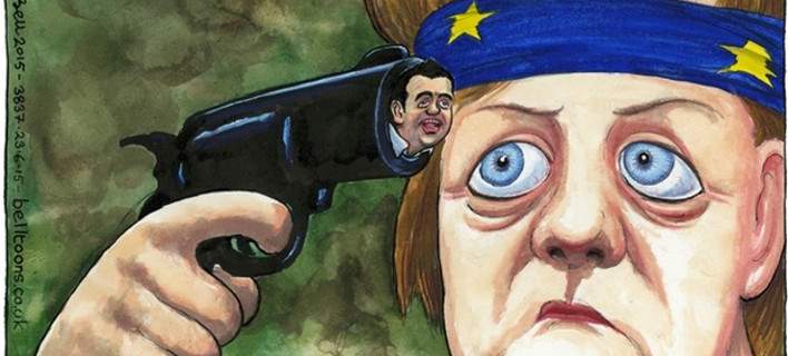 Το σκίτσο του Guardian με Τσίπρα- Μέρκελ και το πιστόλι στο κρόταφο