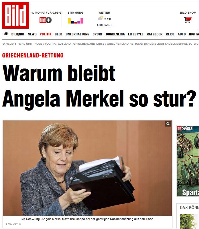 Bild: Γιατί θέλει πεισματικά η Μέρκελ να σώσει την Ελλάδα;