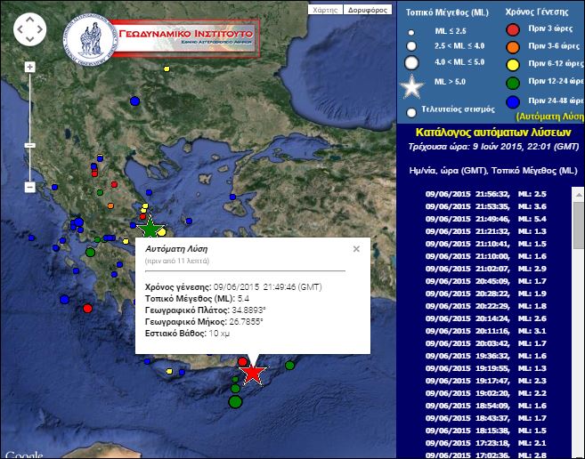 Σεισμός 5,4 Ρίχτερ ανοιχτά της Κάσου – ΤΩΡΑ