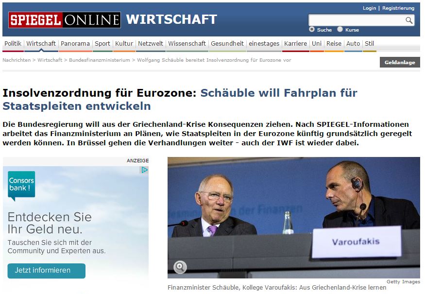 Spiegel: Σχέδιο Σόιμπλε για χρεοκοπία εντός ευρώ – Διαψεύδει το Βερολίνο