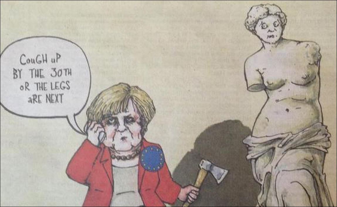 Η Μέρκελ με το τσεκούρι και η τρομοκρατημένη Αφροδίτη της Μήλου – ΦΩΤΟ