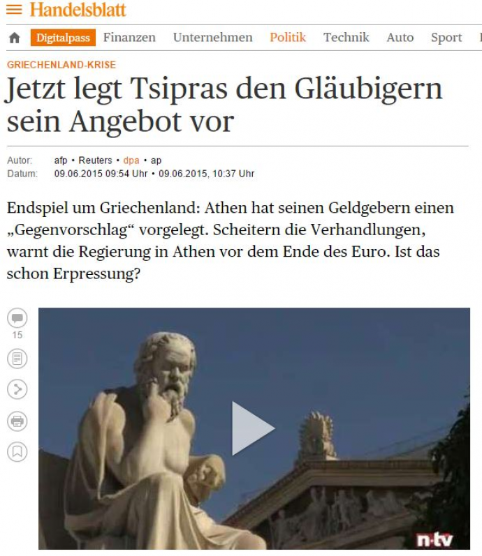 Handelsblatt: Εκβιάζει η Αθήνα;