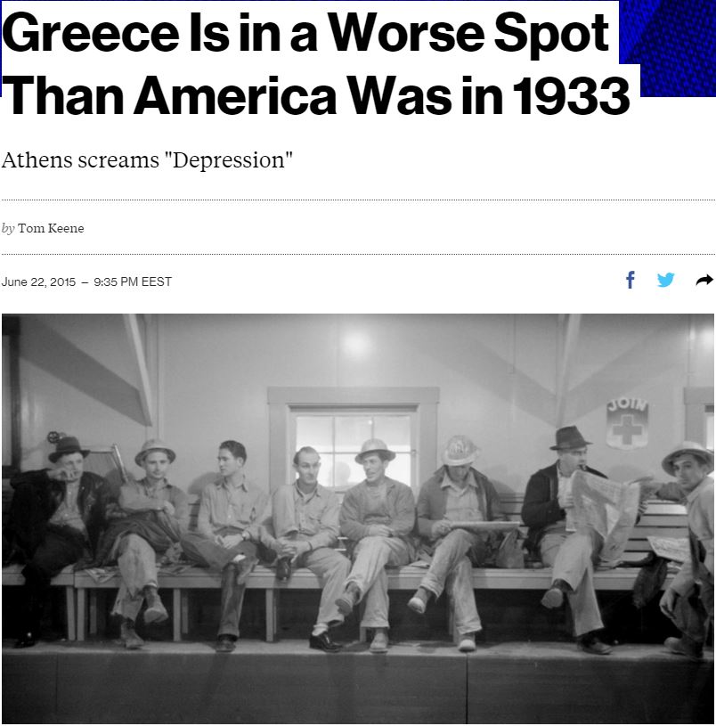 Bloomberg: Το “ελληνικό κραχ” χειρότερο από το 1930